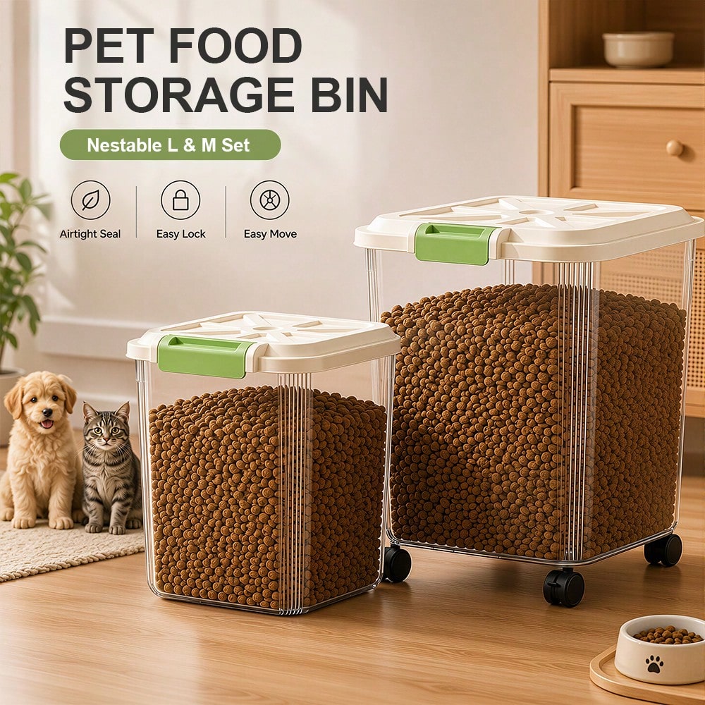 2PCS Large & Medium Pet Food S - Food Storage With Wheels ulasan dan harga