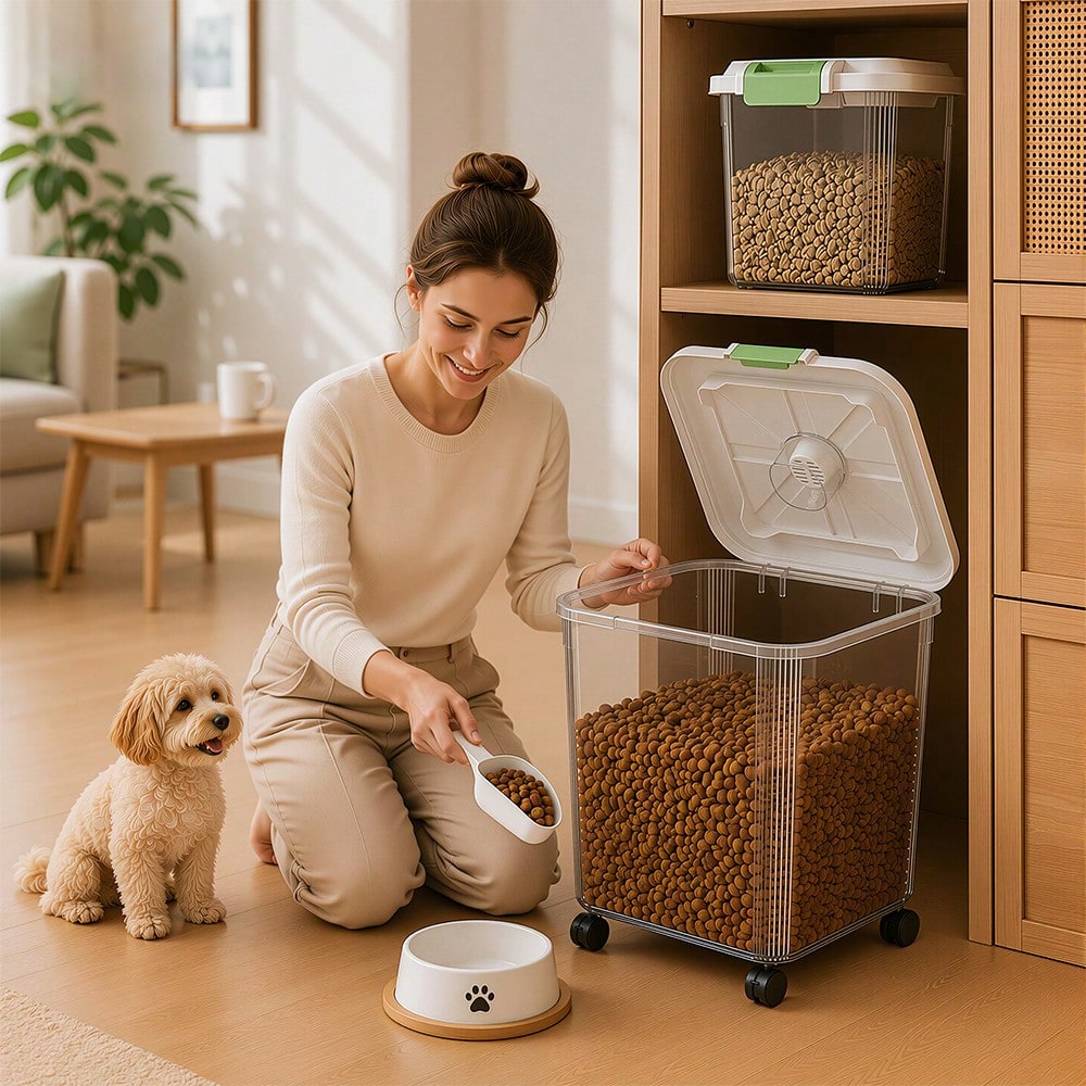 2PCS Large & Medium Pet Food S - Food Storage With Wheels ulasan dan harga