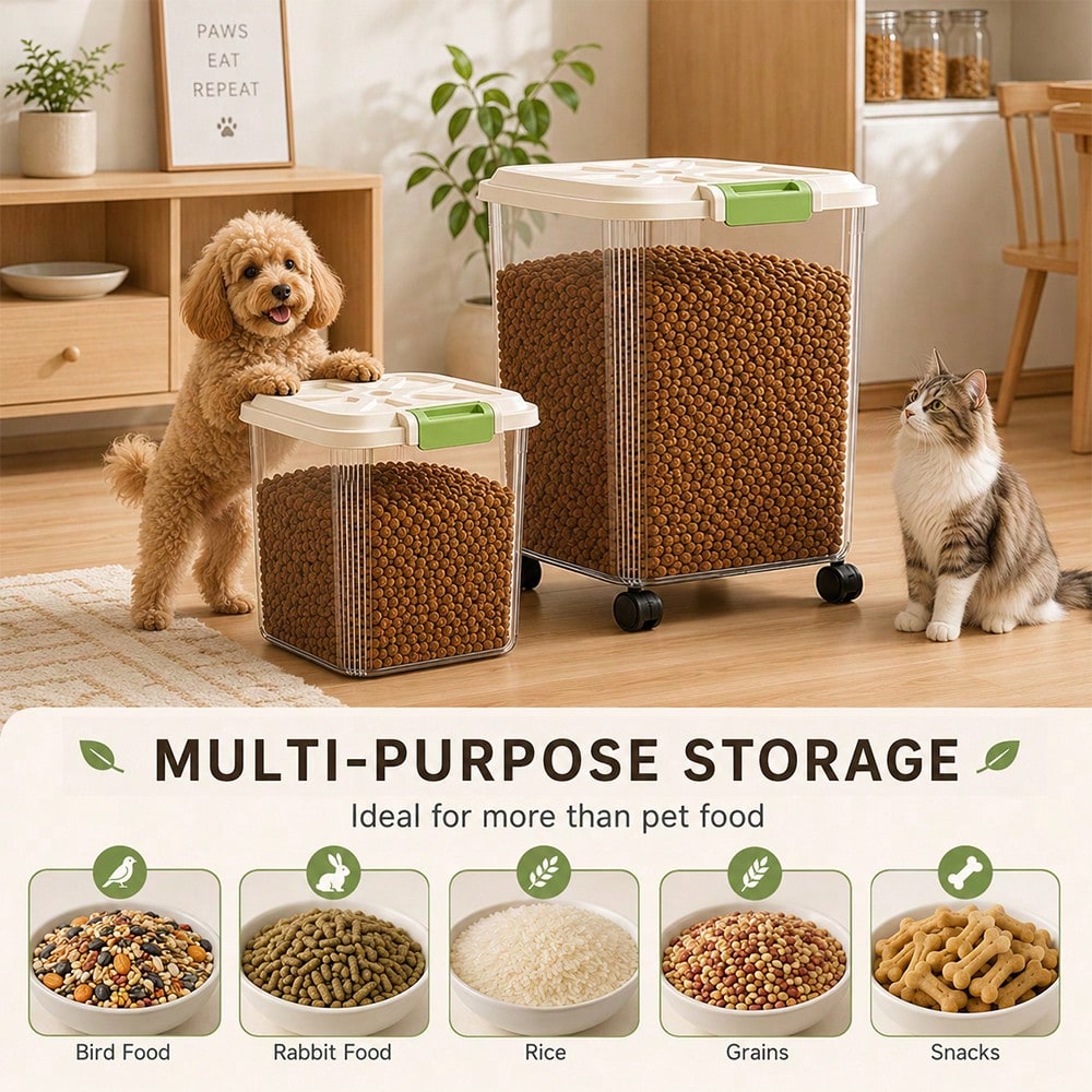 2PCS Large & Medium Pet Food S - Food Storage With Wheels ulasan dan harga