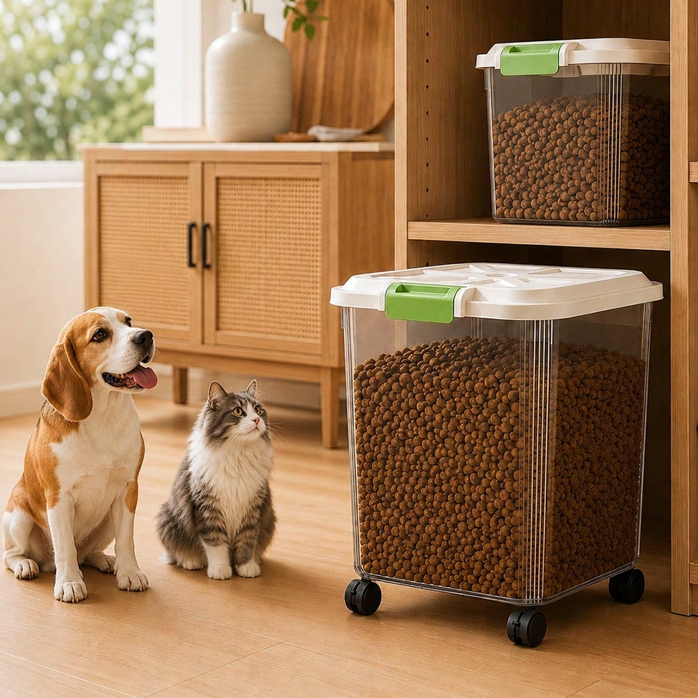 2PCS Large & Medium Pet Food S - Food Storage With Wheels ulasan dan harga