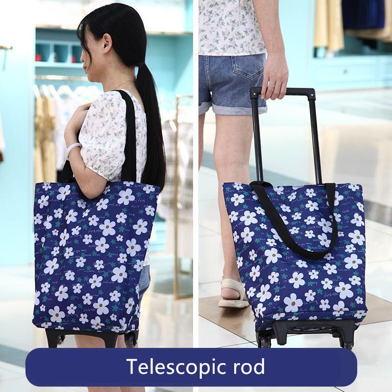 Folding Shopping Pull Cart Tro - Food Storage With Wheels ulasan dan harga