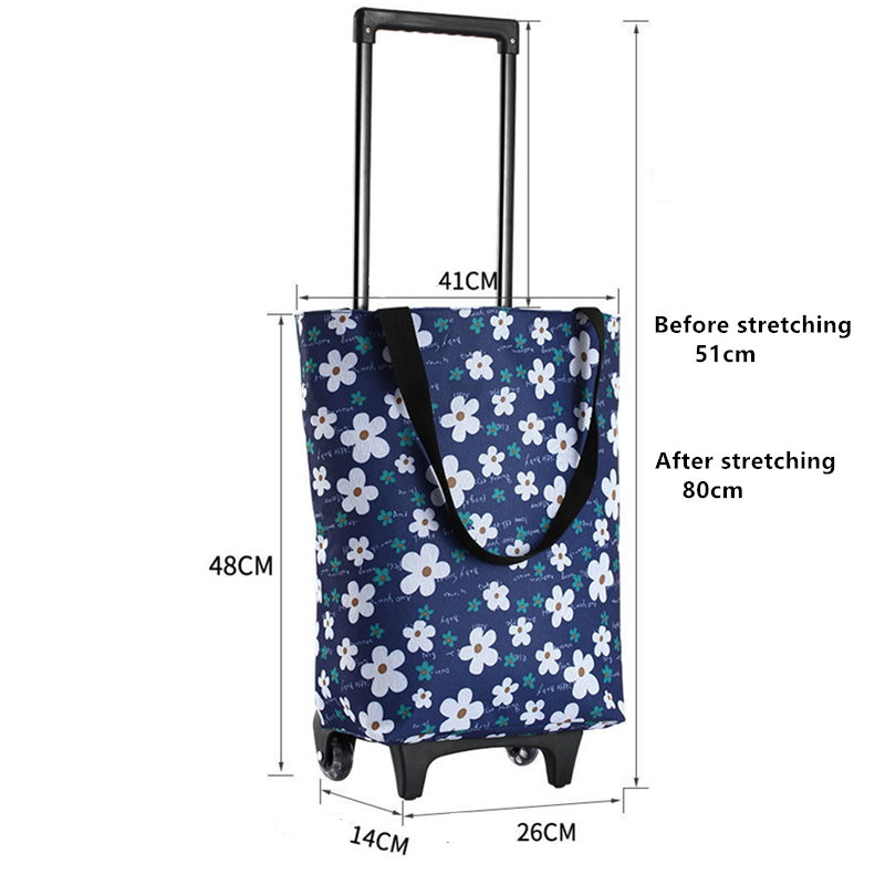 Folding Shopping Pull Cart Tro - Food Storage With Wheels ulasan dan harga