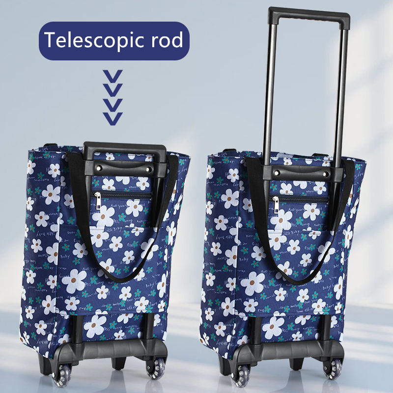 Folding Shopping Pull Cart Tro - Food Storage With Wheels ulasan dan harga