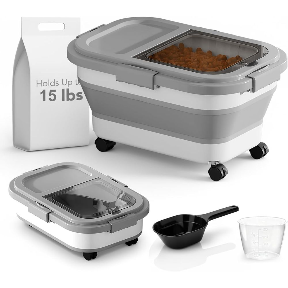 15 Lbs Dog/Cat Food Storage Co - Food Storage With Wheels ulasan dan harga
