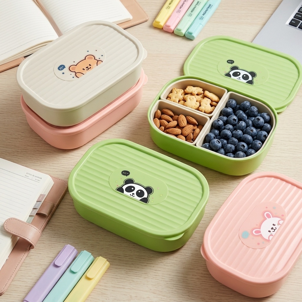 Cute Plastic Divided Lunch Box - Food Storage Dividers ulasan dan harga